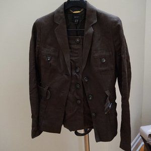 Unworn MNG Suit w Belted Blazer & Skirt Dark Olive